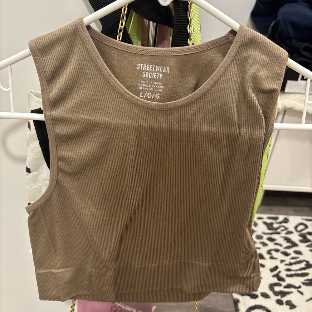 Streetwear Society Tan Ribbed Tank Top